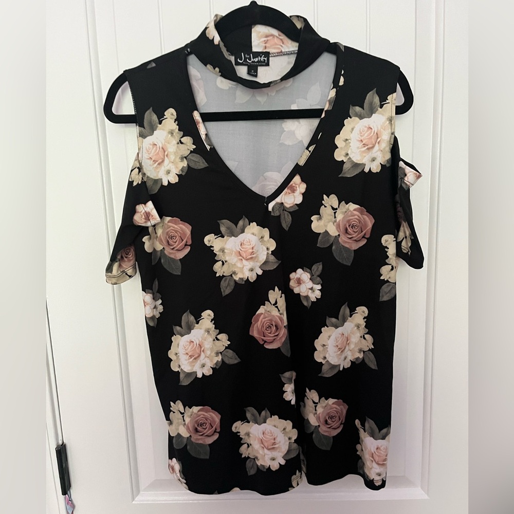 J for Justify Black and Pink Cut Out Blouse
